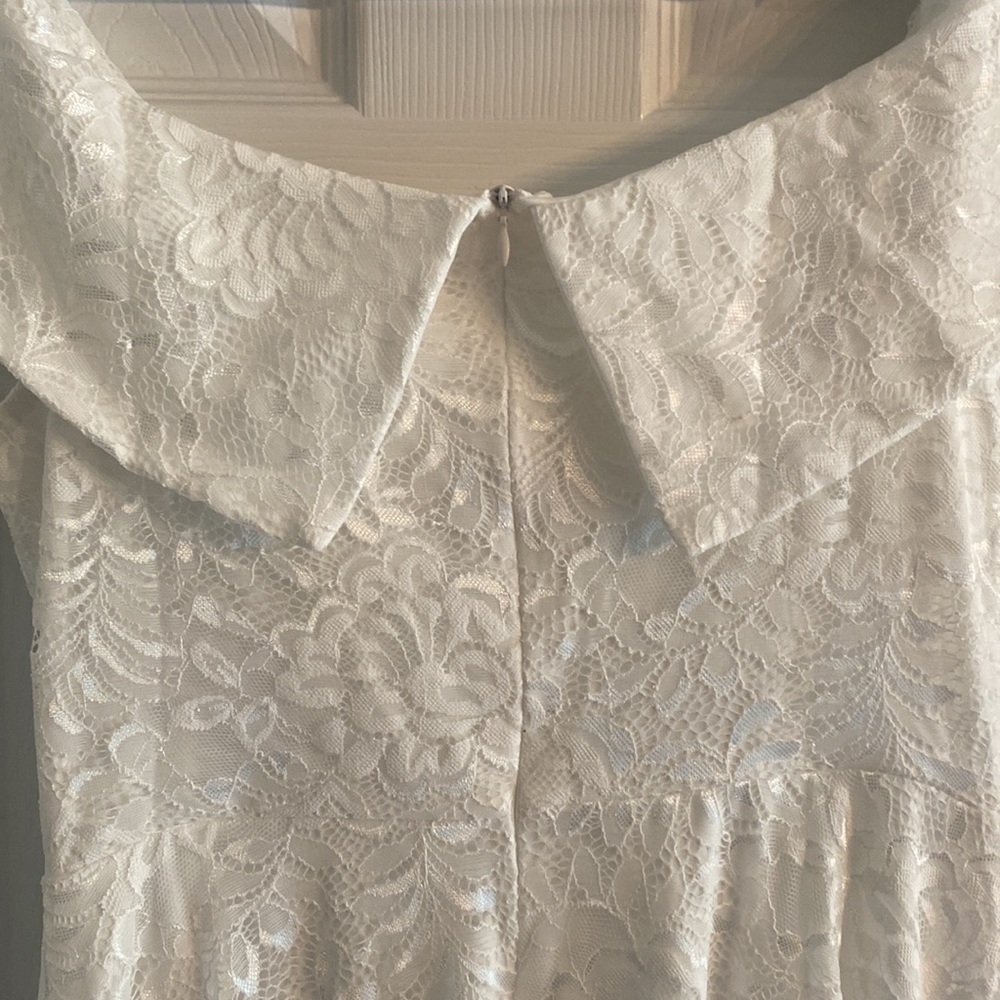Jasambac white lace off the shoulder dress asymmetrical hem Size S - Picture 7 of 7